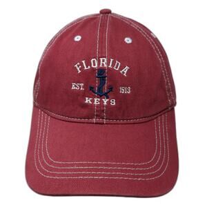 Mountain Baseball Cap Red One Size Florida Keys Anchor Contrast Stitching Hat